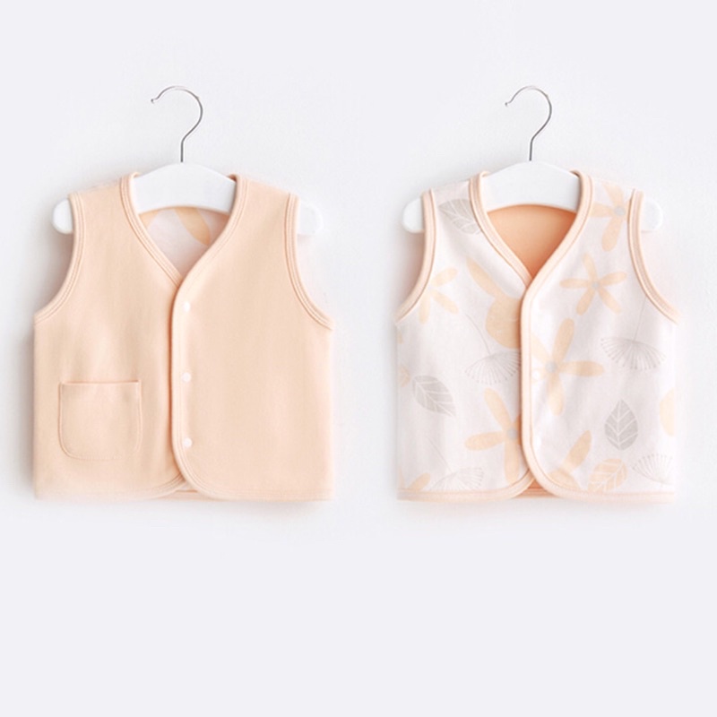 Áo gile cotton cao cấp 2 lớp mặc được 2 mặt cho bé