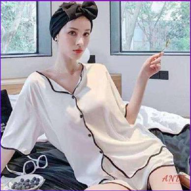Đồ Bộ Pijama Nữ ANVI Bộ Pijama Lụa Satin Màu Trơn Form Dáng Rộng Đồ Lụa Mặc Nhà Cho Nữ. . | BigBuy360 - bigbuy360.vn