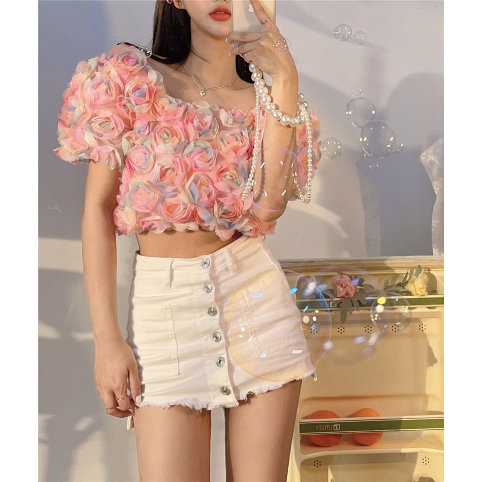 Áo croptop hoa hồng ulzzang  050521