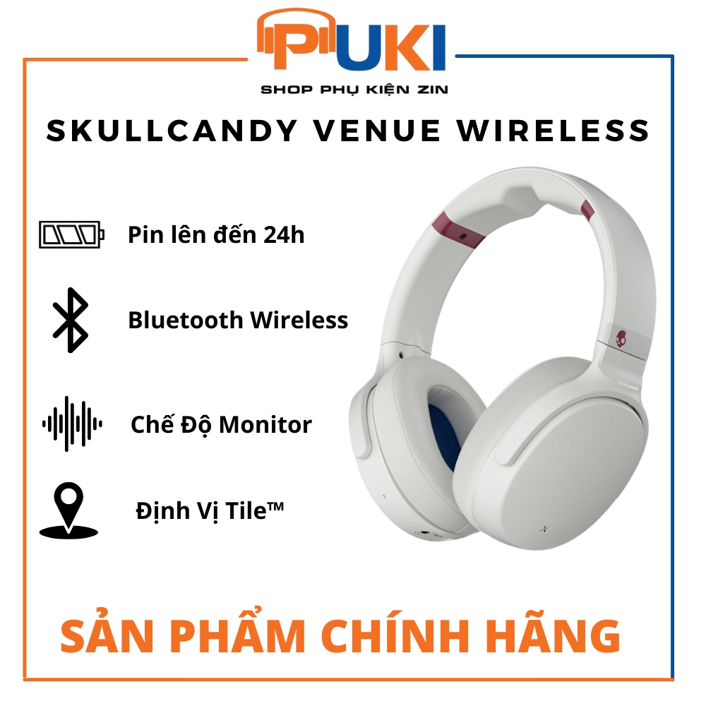Tai Nghe Chụp Tai Bluetooth Skullcandy Venue Noise Canceling Wireless Chống Ồn Chủ Động