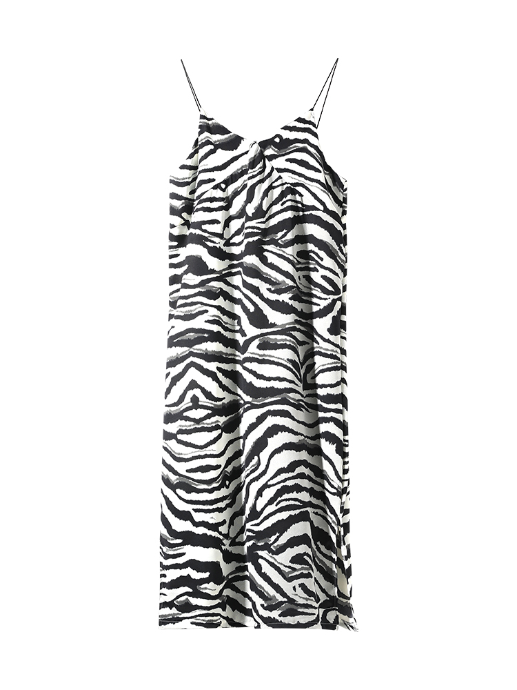 Đầm Hai Dây Cổ Chữ V Họa Tiết Ngựa Vằn Phong Cách Pháp Hợp Thời Trang | BigBuy360 - bigbuy360.vn