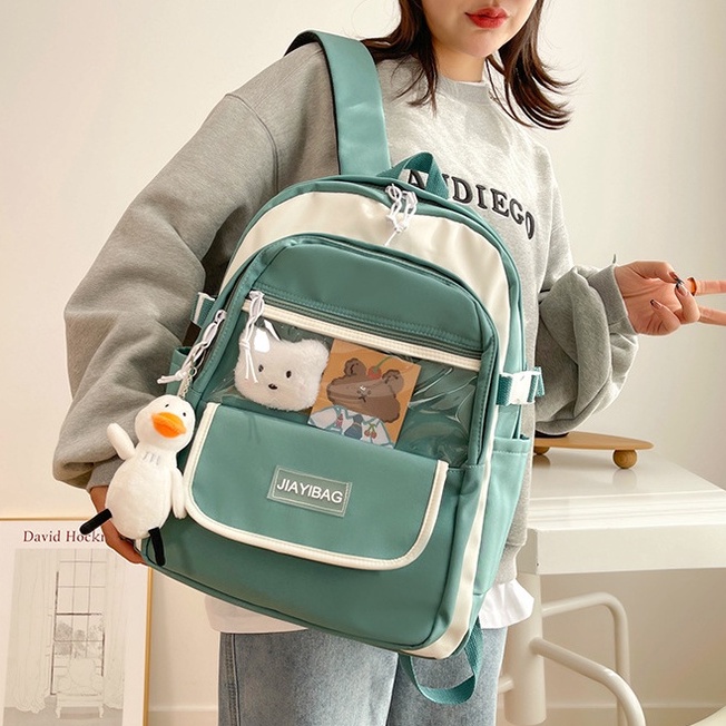 Balo đi học nữ dễ thương giá rẻ QITI cặp nam nữ đi học unisex phong cách thời trang ulzzang