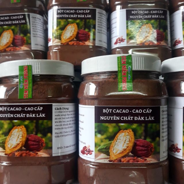 Bột Cacao Daklak hàng chuẩn công ty nguyên chất thơm ngon hộp 500g