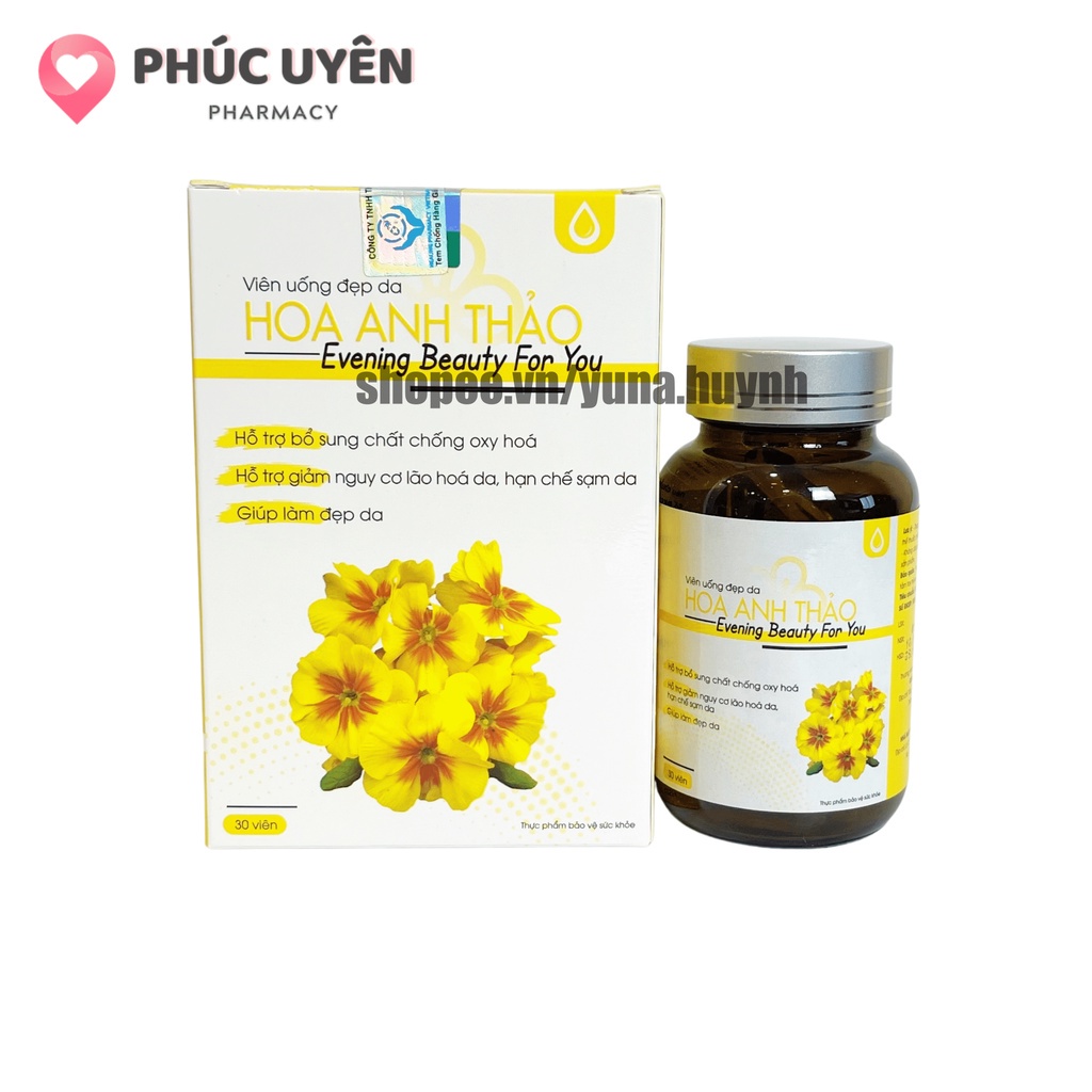 ❁✖Tinh Dầu Hoa Anh Thảo bổ sung vitamin e, hỗ trợ làm đẹp da, trắng sáng chống lão hóa - Hộp 30 viên