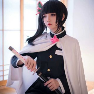 [ Kimetsu no yaiba ] Full set đồ cosplay nhân vật Tsuyuri Kanao tặng kẹp bướm ( ảnh thật )