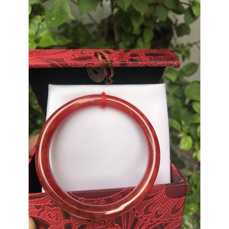 🌸🌸🌸Vòng tay phong thủy đỏ bóng đẹp 55mm x dầy 7,2mm x bề ngoài 70,2mm Nữ Mạng Hỏa Thổ Cân Nặng 54Kg-67Kg đeo đẹp480K
