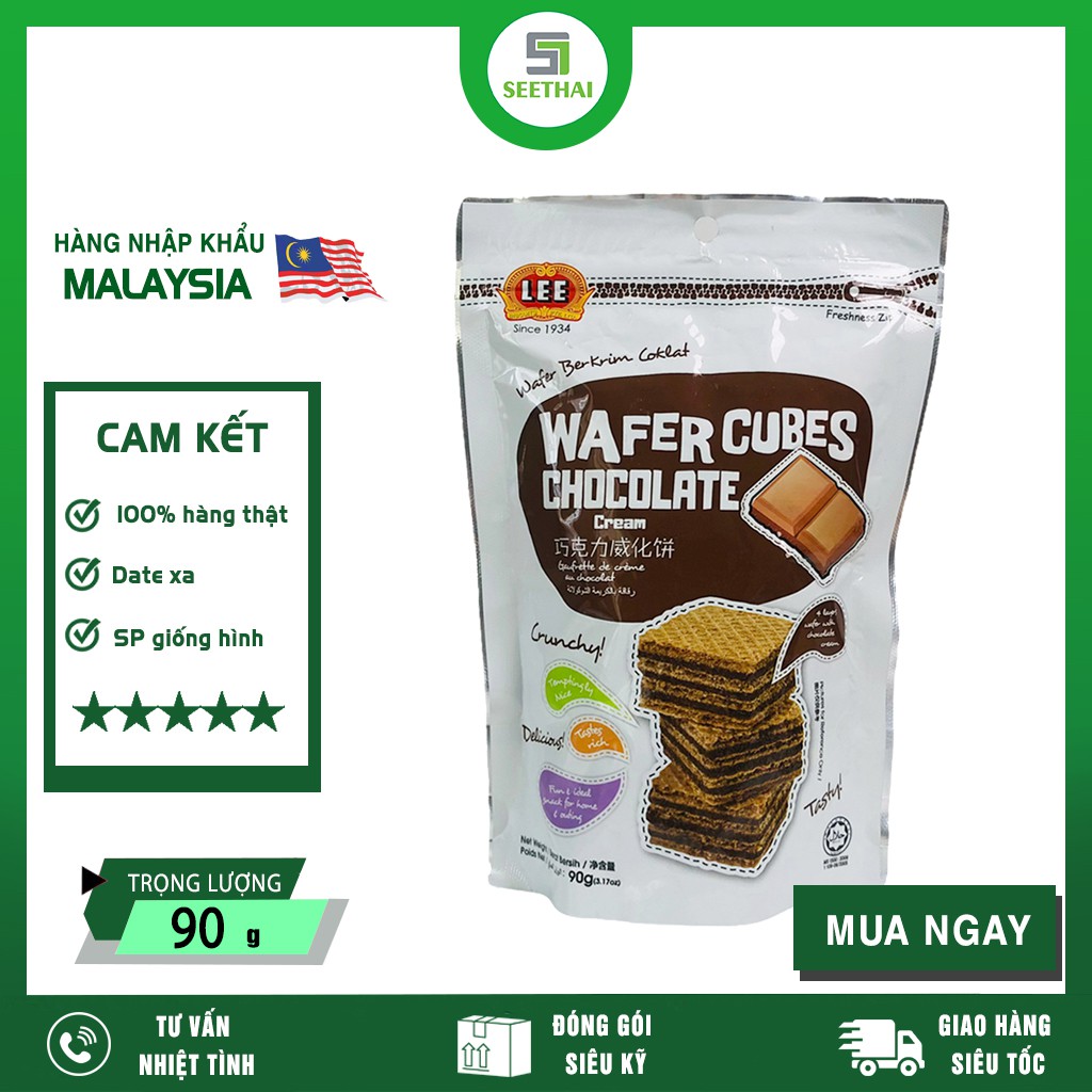 [HÀNG NHẬP KHẨU] Bánh Xốp Kem Wafer Cubes Lee Vị Socola 90g