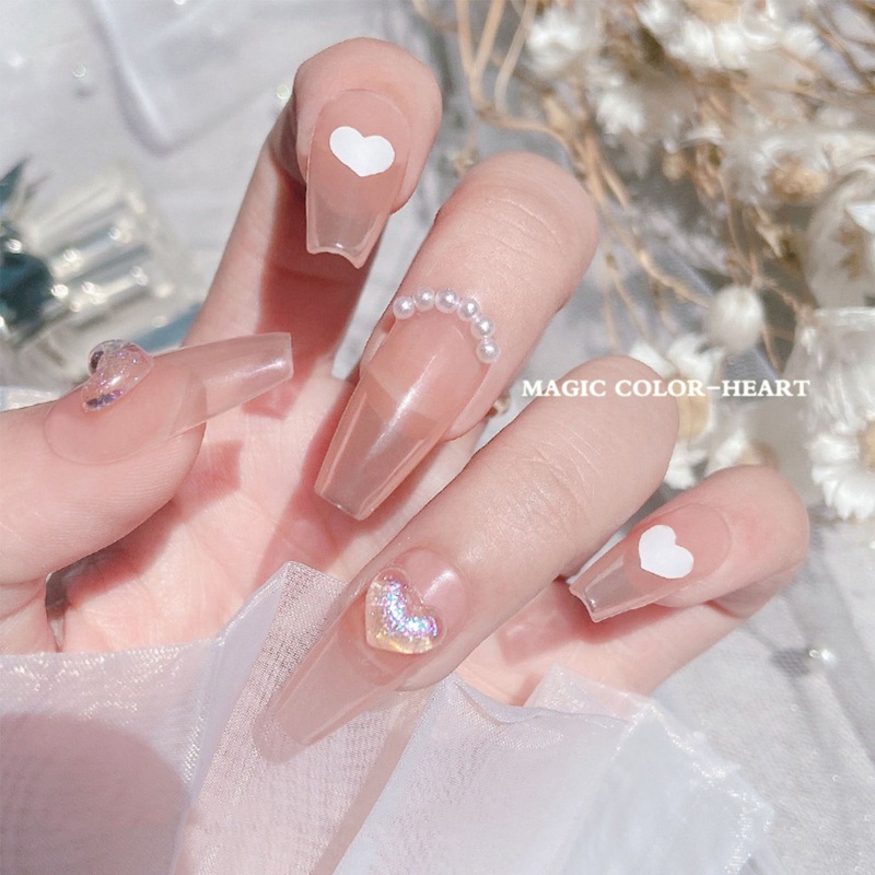 Set 50 Phụ Kiện Trang Trí Móng Tay 3D Hình Gấu / Trái Tim Dễ Thương