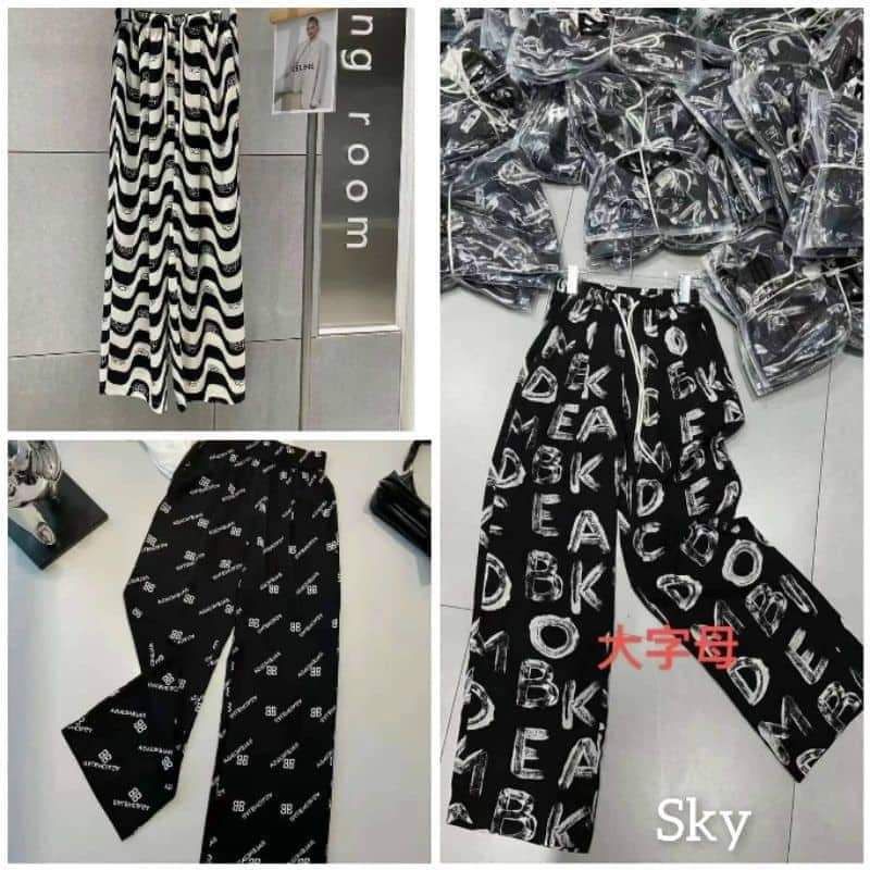 Quần suông họa tiết hàng QC