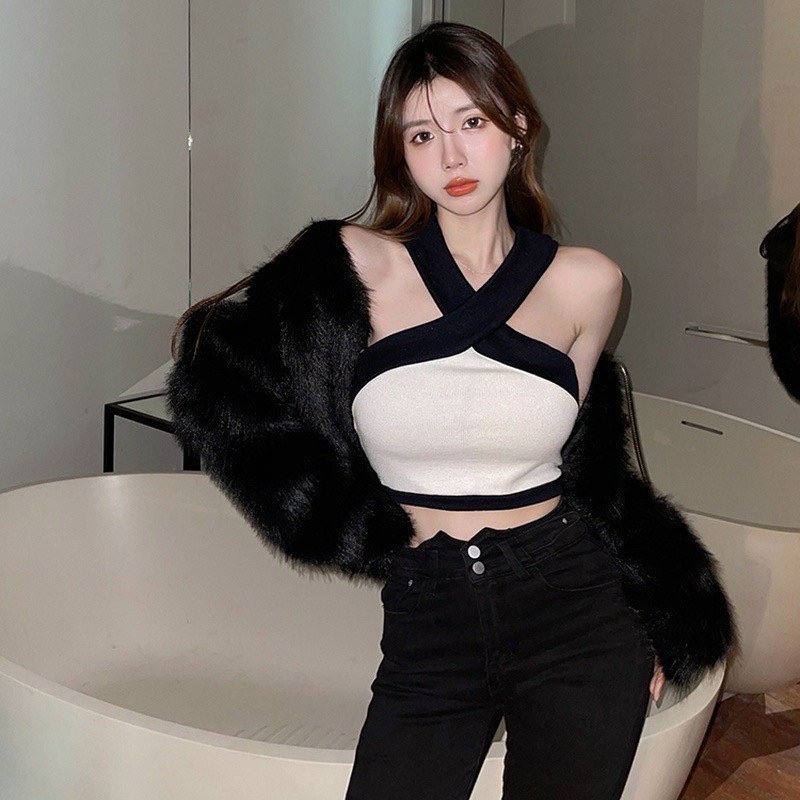 Áo kiểu nữ xinh croptop hai dây | BigBuy360 - bigbuy360.vn