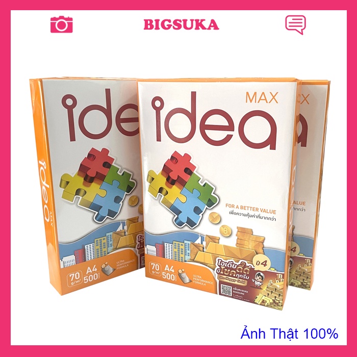 Giấy A4 Idea 70gsm 500 tờ - Xuất xứ Thái Lan BIGSUKA