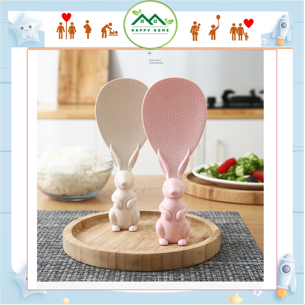 Muôi, muỗng, vá cơm chống dính hình thỏ làm từ nguyên liệu lúa mạch