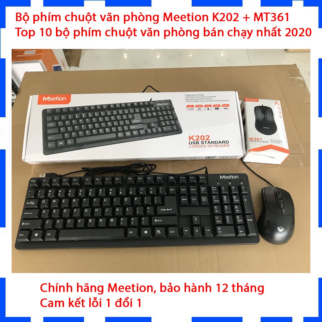 Bộ bàn phím và chuột có dây Meetion K202 + MT36 - Bộ phím chuột văn phòng bán chạy nhất 2020 - Bảo hành 12 tháng