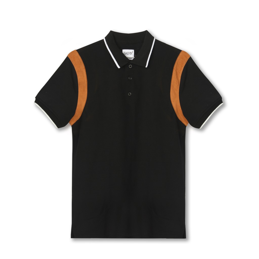 Áo polo nam Teddy phối da lộn Galvin chất cá sấu co giãn phong cách PLS12