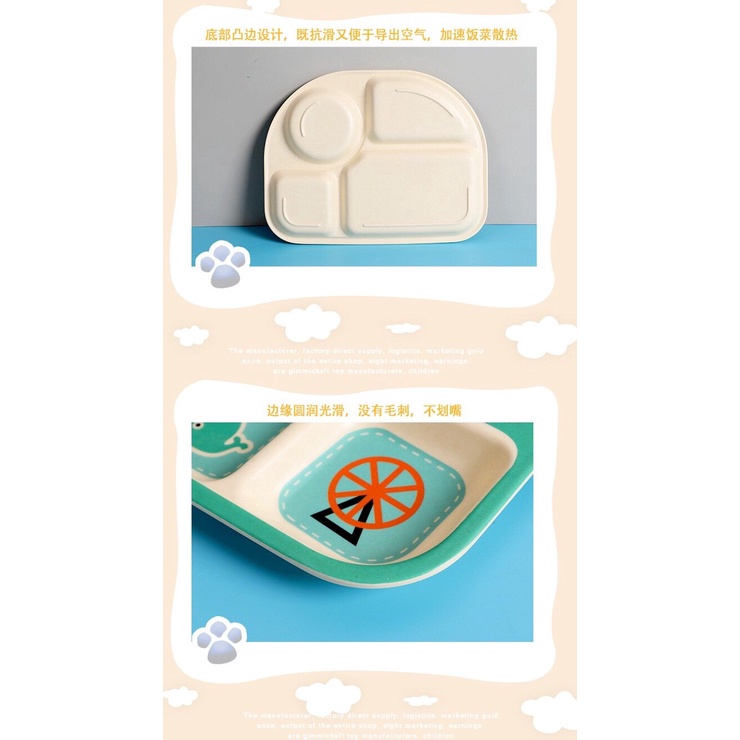 Set Ăn Dặm 6 Món Làm Từ Sợi Tre An Toàn Cho Bé, Khay Ăn Dạm Ngộ Nghĩnh