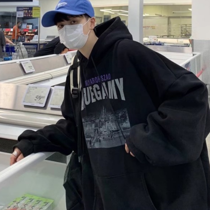 Áo hoodies lót nhung dày dặn thời trang Retro cho nam