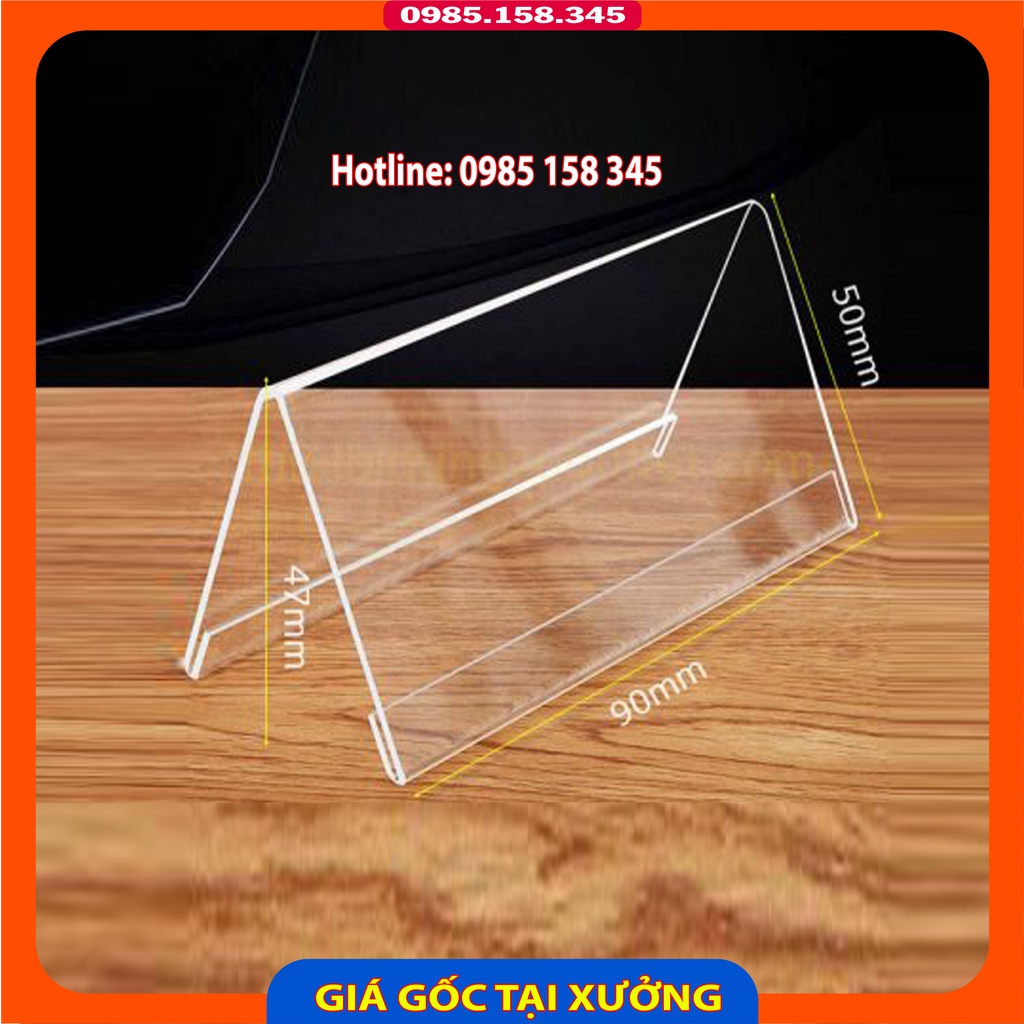 Menu mica chữ A, Bảng mica chức danh để bàn các kích cỡ dùng giới thiệu sản phẩm, chương trình khuyến mại, bảng giá