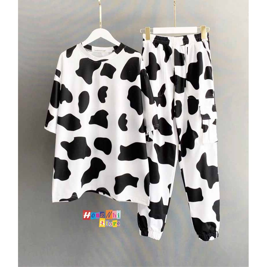 Set Bộ Con Bò Thun Tay Lửng Tie Tee Phối Quần Jogger Dáng Rộng Ulzzang Unisex - MM