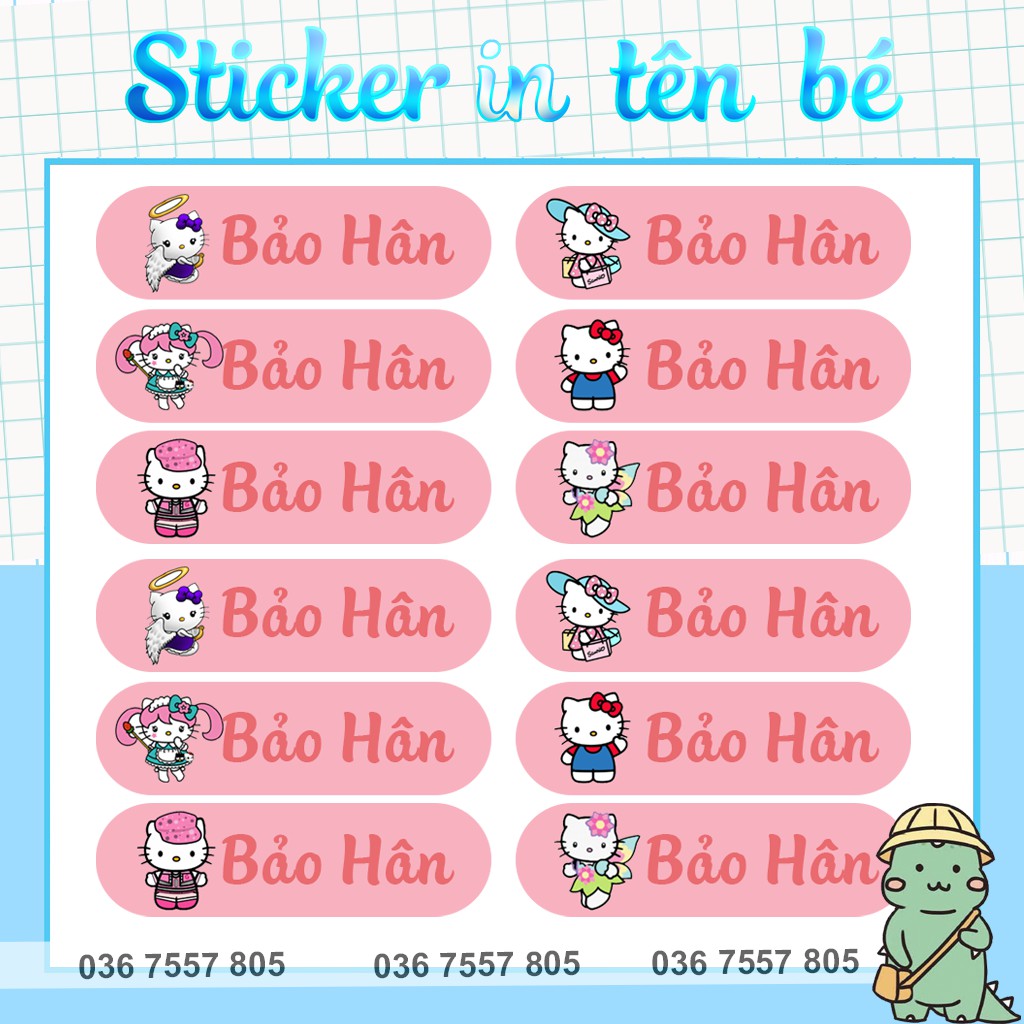 Sticker Dán In Tên Bé - dán đồ dùng học tập cho học sinh - in tên bé theo yêu cầu