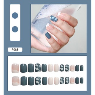 [NailSaigon tặng Dũa + Keo] Bộ 24 móng tay giả hoạ tiết Xanh Sky