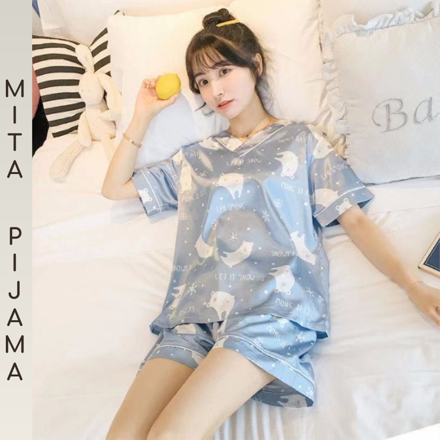 Đồ bộ pijama nữ mặc nhà lụa cao cấp tay ngắn siêu cute dễ thương – P1