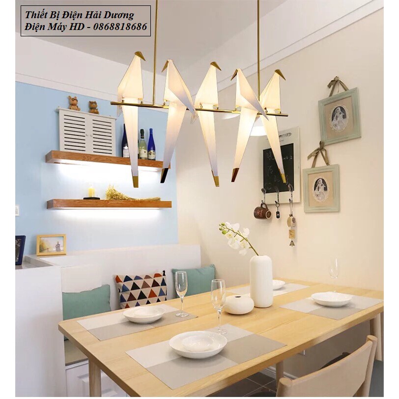 Đèn thả trang trí hình chim cao cấp (5 chim) LED - trang trí decor bàn ăn phòng bếp decor Bắc Âu - Bảo hành 1 năm