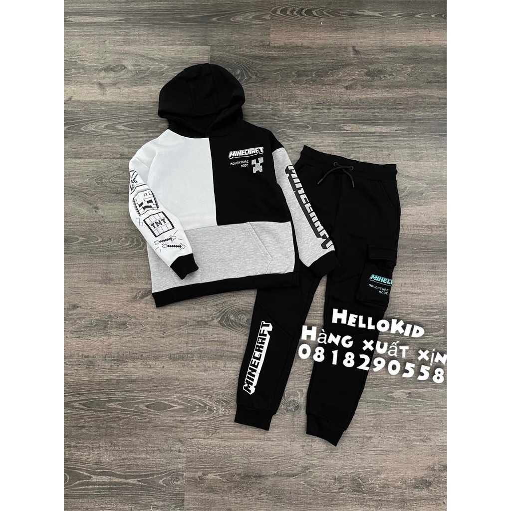 B303 - Bộ nỉ MineCraft dáng hoodie bé trai