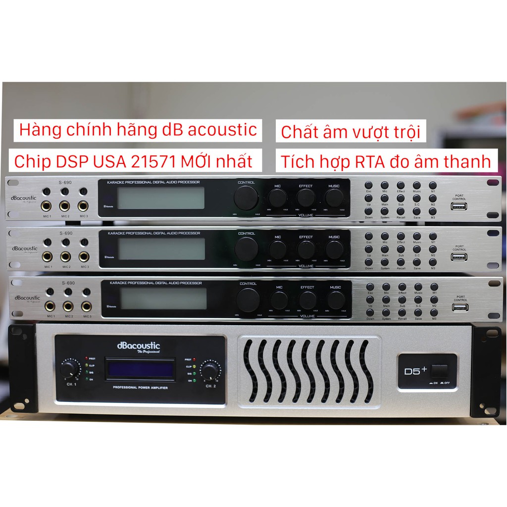 [Mã ELHACE giảm 4% đơn 300K] vang số S690 dB acoustic Chip 21571 64 Bit karaoke chuyên nghiệp