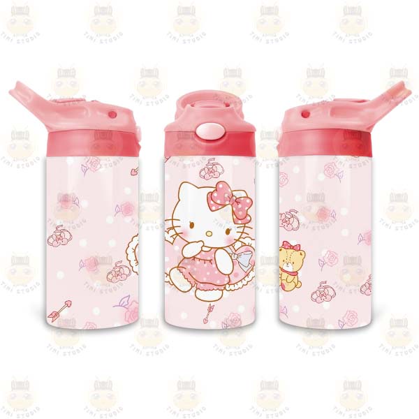 Bình Uống Nước Giữ Nhiệt Cho Bé Có Ống Hút Hình Hello Kitty - Tỉ Mỉ Studio - Mã 1407KT02