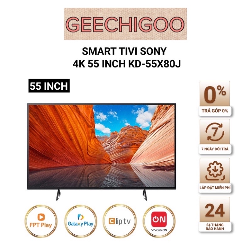 Android Tivi Sony 4K 55 inch KD-55X80J - Miễn phí lắp đặt