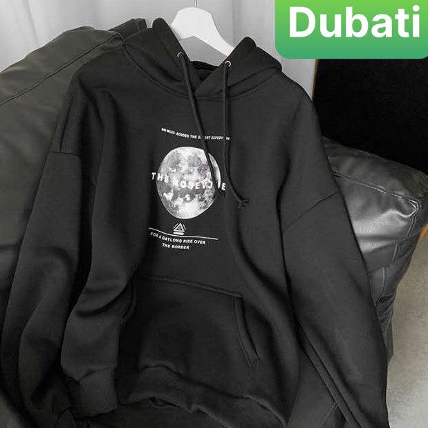 ÁO KHOÁC NỈ NAM NỮ UNISEX 2 MÀU XÁM ĐEN MẶT TRĂNG CHẤT VẢI DÀY FROM RỘNG - DUBATI FASHION