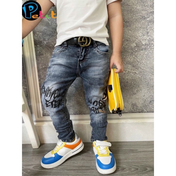 Quần jean petit dài bé trai cool ngầu pet036