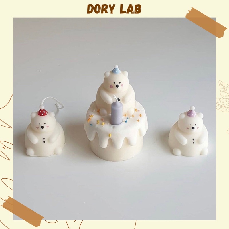 Nến Thơm Handmade Bánh Sinh Nhật Gấu Béo Ú Cute - Dory Lab