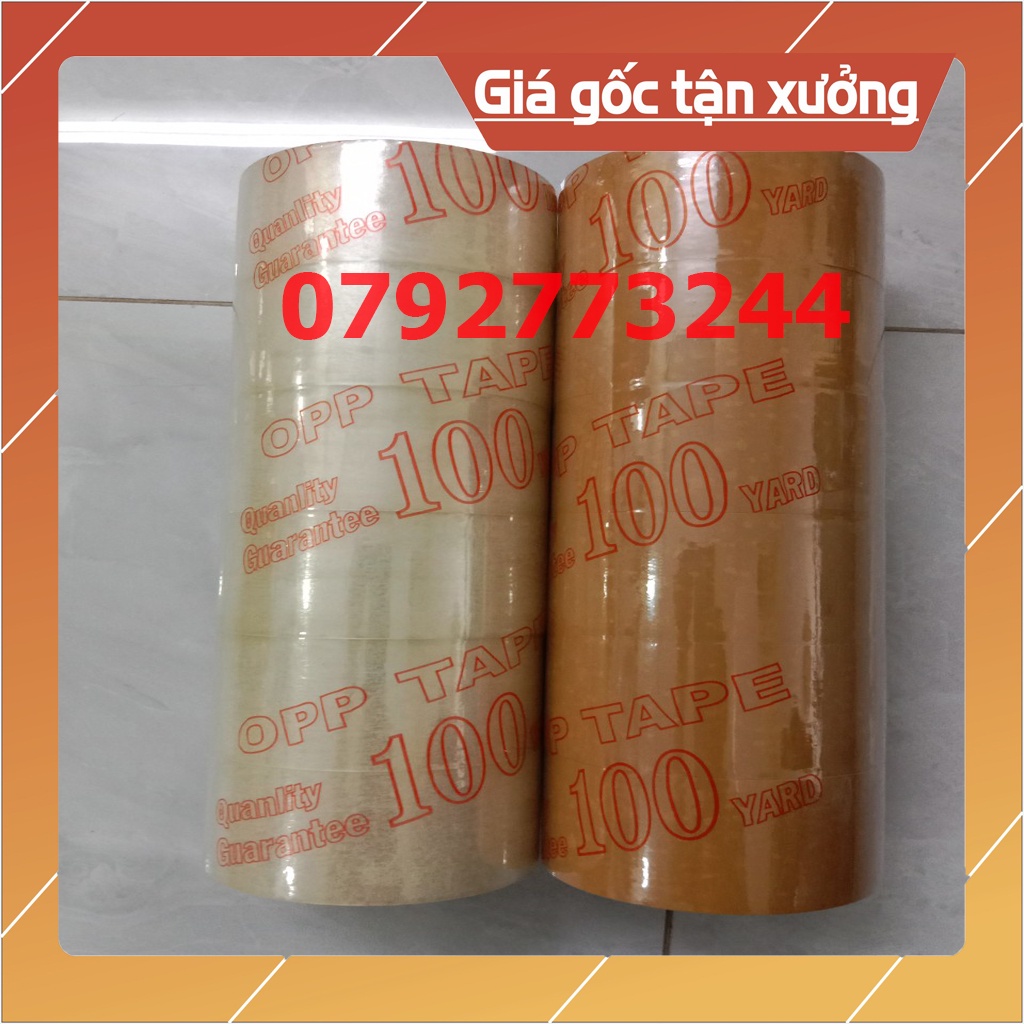 Combo 6 cuộn băng keo  trong đục 100 yard, lõi 5li