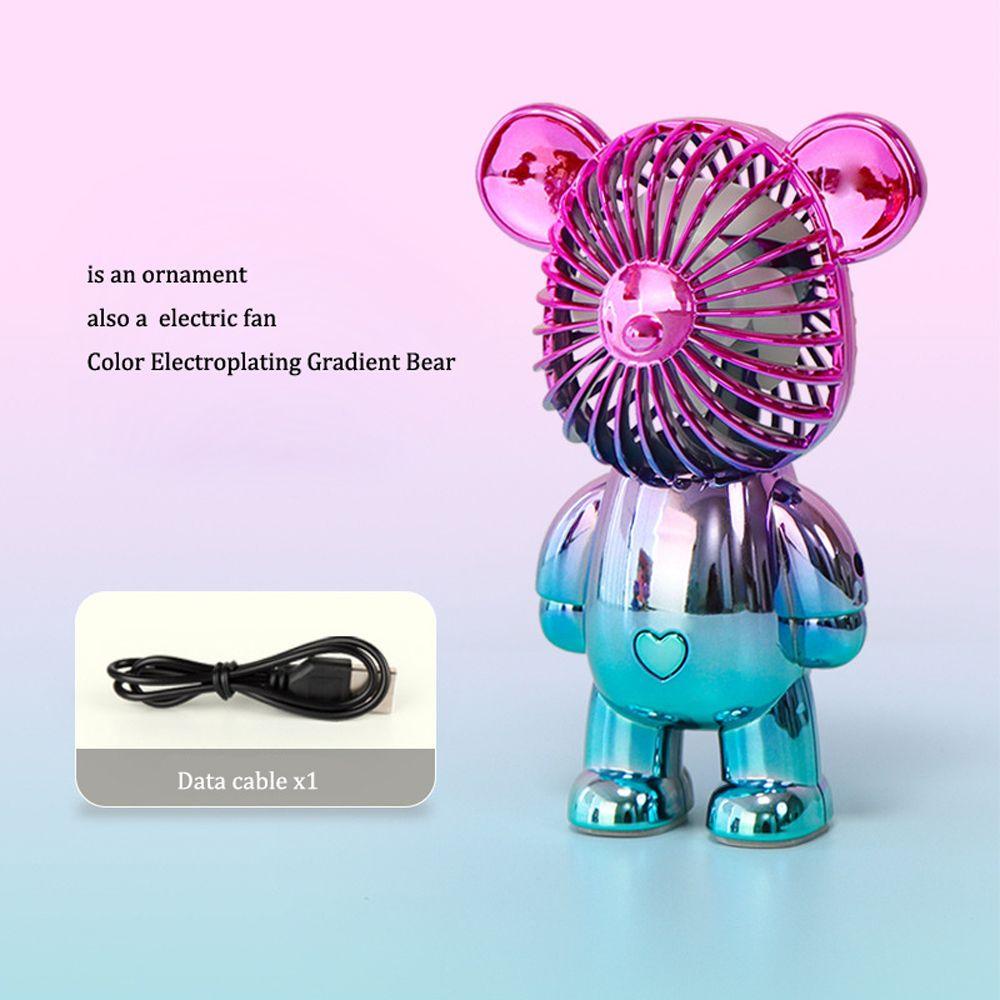 Quạt Cầm Tay Gấu Mạ Màu Sắc Gradient Chất Lượng Cao