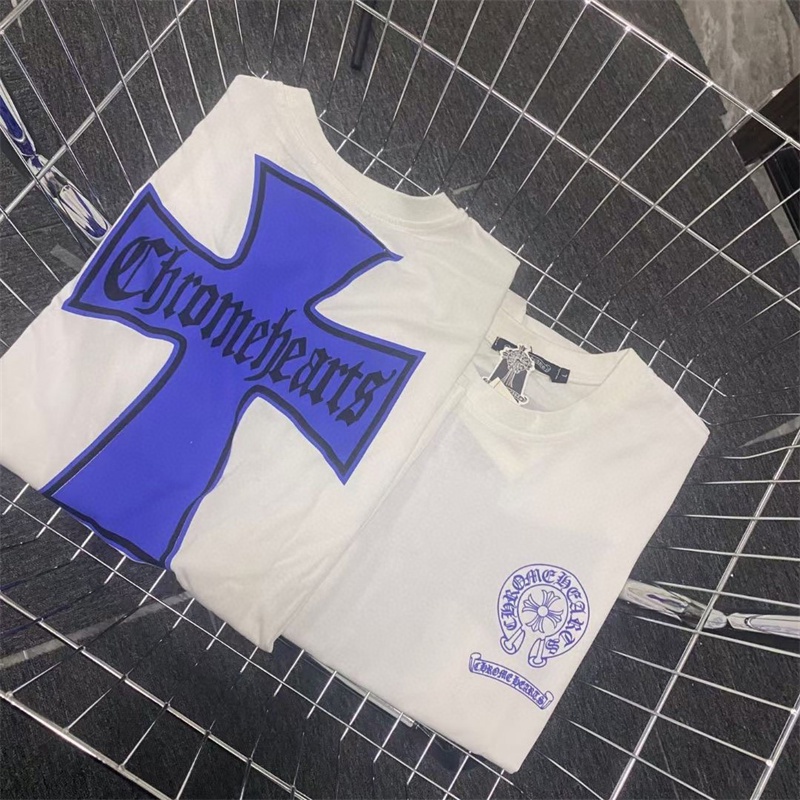 Ch High Street Trend Áo Thun Tay Ngắn Dáng Rộng In Hình Móng Ngựa Cổ Điển Phía Trước Thời Trang Đường Phố Giản Dị