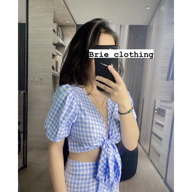 SET CARO ÁO NƠ NGỰC PHỐI CHÂN VÁY ÔM