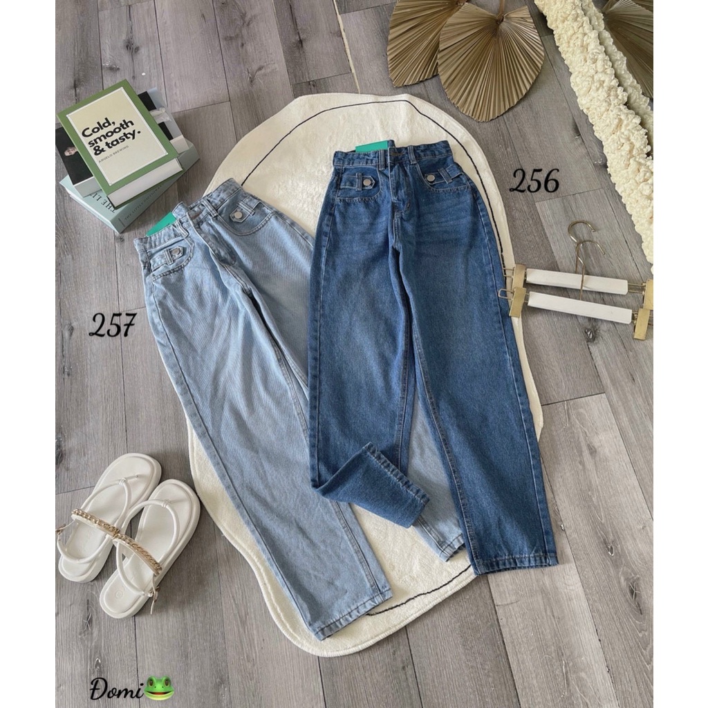 Quần Baggy Jean Nữ Lưng Cao tôn dáng-JT