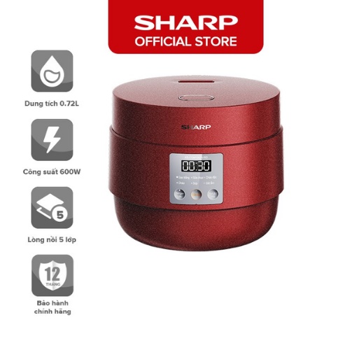 [Mã ELHADEV giảm 4% đơn 300K] Nồi cơm điện tử Sharp KS-COM100DV-RD(1L)-Hàng Chính Hãng