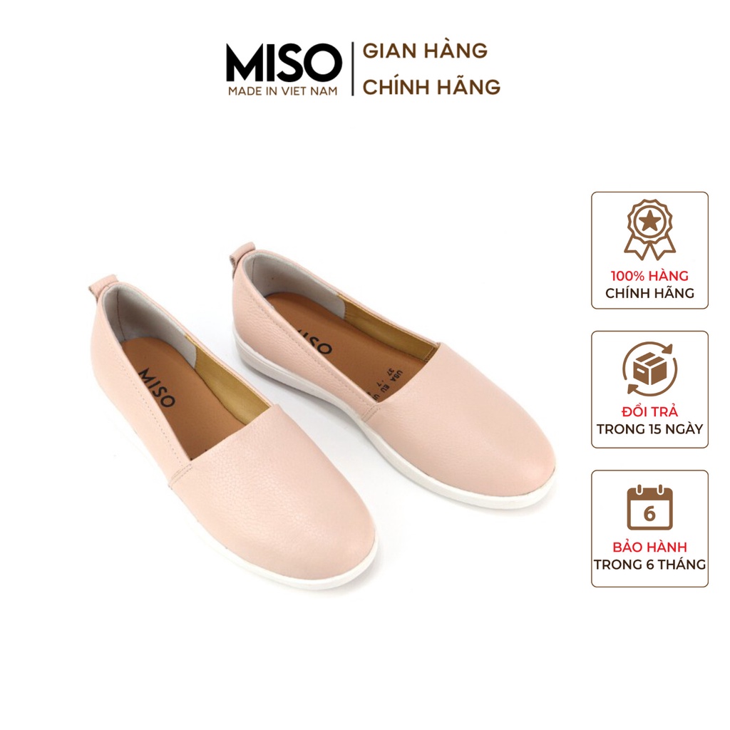 Giày slipon nữ thời trang đế bằng basic da thật êm mềm ôm chân đi làm đi chơi dạo phố du xuân MISO M038