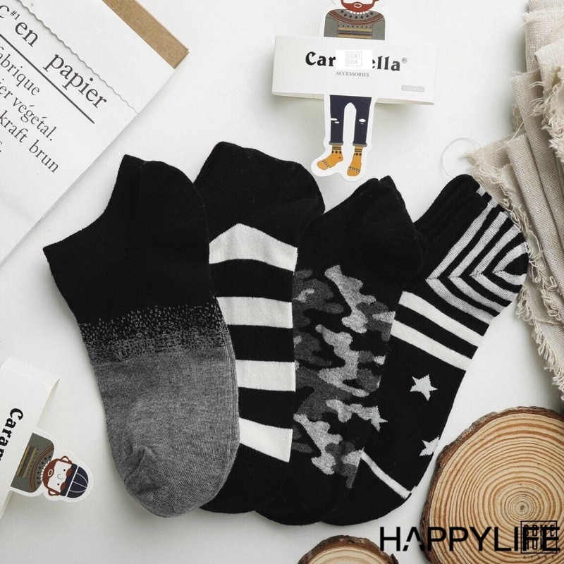 Combo 4 Tất vớ nam nữ cổ ngắn cao cấp,khử mùi,diệt khuẩn,chất coton mềm mại-HAPPYLIFE