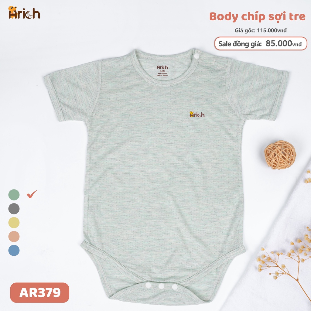Body chip cộc tay màu trơn Arich newborn-18 tháng