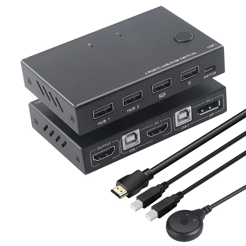 Bộ Chuyển Đổi HDMI-com DP USB KVM 2 Cổng Hỗ Trợ Bàn Phím Chất Lượng Cao