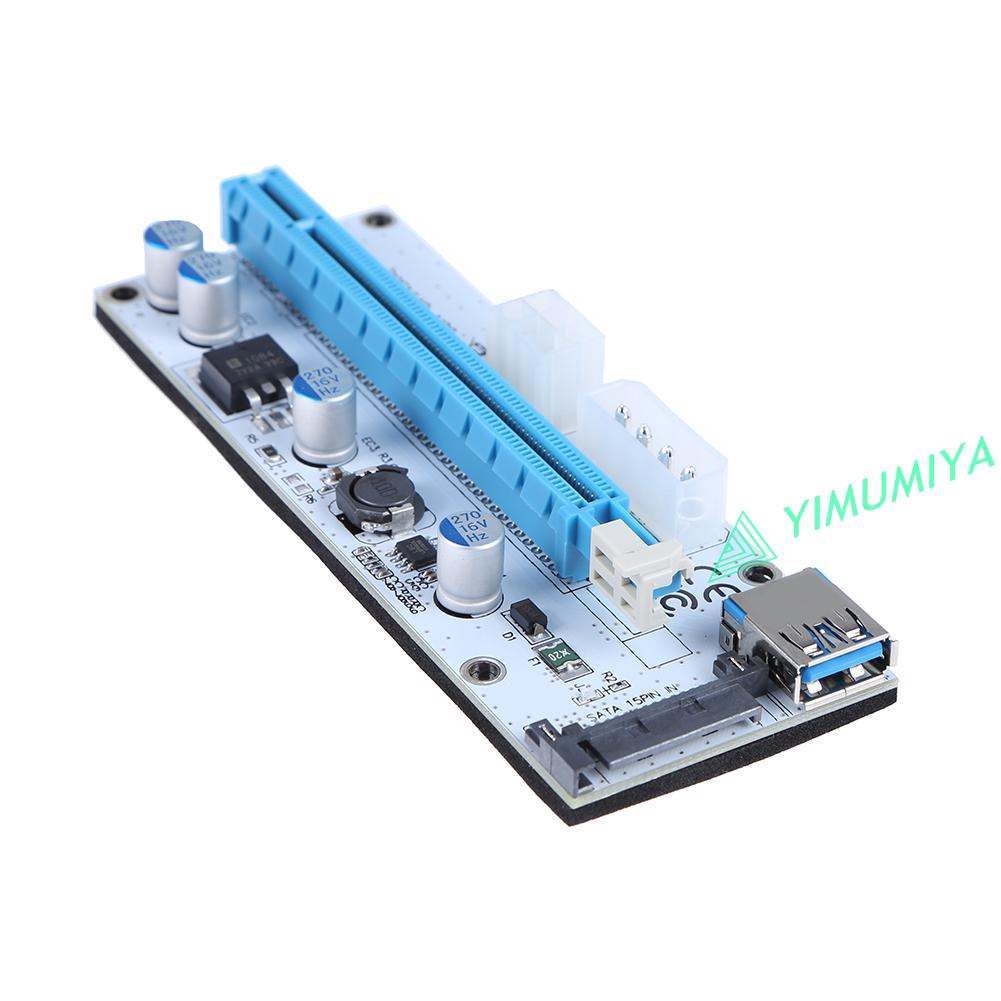 YI PCI-E 1x to 16x Adapter Video Extender Card Mining Cable with 3 Power Ports