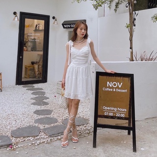 [Ruly.Studio] Đầm trắng cột dây 2 lớp