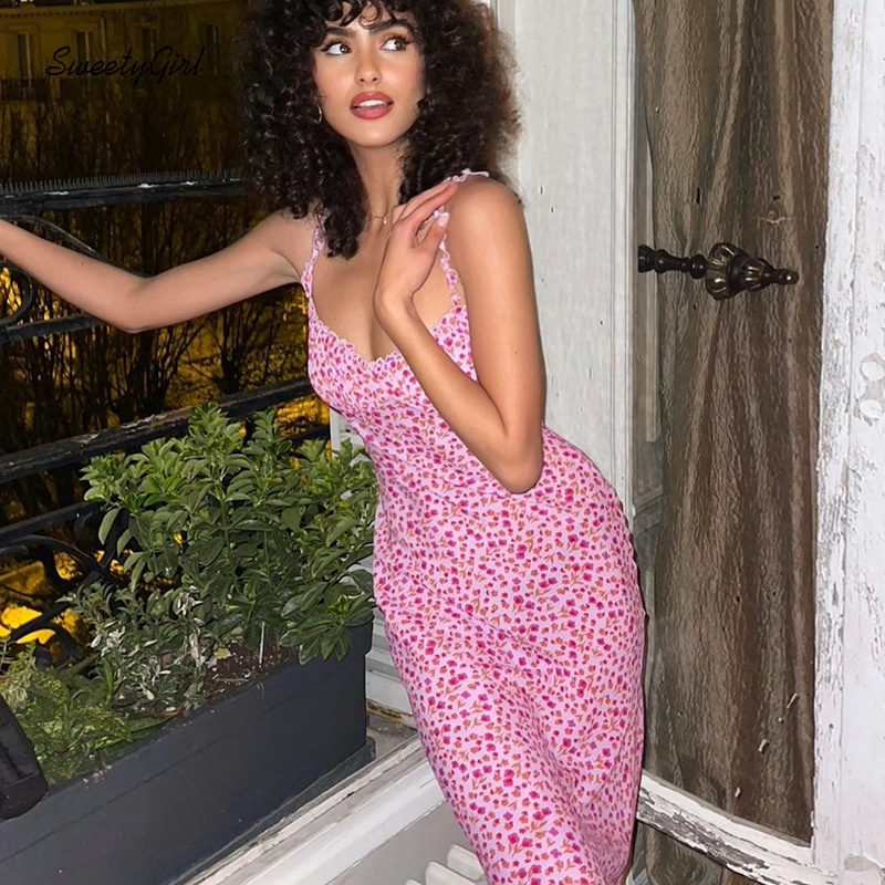 Đầm Dây Họa Tiết Hoa Nhỏ Xinh Xắn Dành Cho Nữ 2022