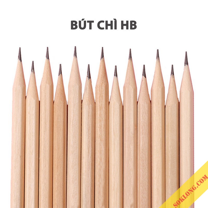 Bút chì HB gỗ lục giác dài 178mm nét dễ viết, vẽ cho học sinh và văn phòng Tuệ Minh