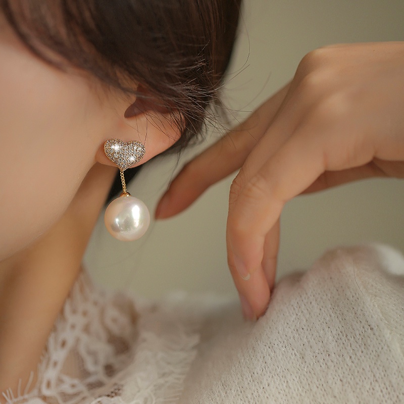 Khuyên Tai Bạc 925 Hình Trái Tim Phong Cách Hàn Quốc