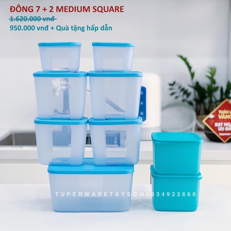 Tupperware - Bộ trữ đông Freezermate 7 hộp tặng 2 hộp trữ mát - đồ khô 1lit 280k