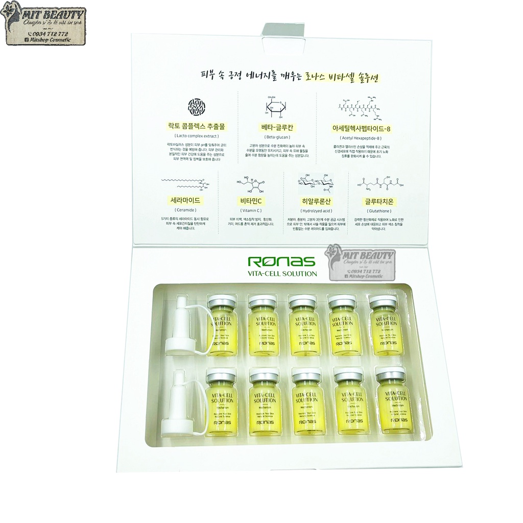 TẾ BÀO GỐC RONAS SOLUTION VITAMIN C  STEM VITACELL TRẮNG DA GIẢM NÁM CHÍNH HÃNG KOREA Hộp 10 lọ